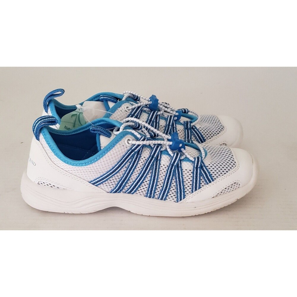 NEW Lands End Womens 6 Med White Blue Mesh Slip-on Athletic Water Shoes W Box - Picture 2 of 16